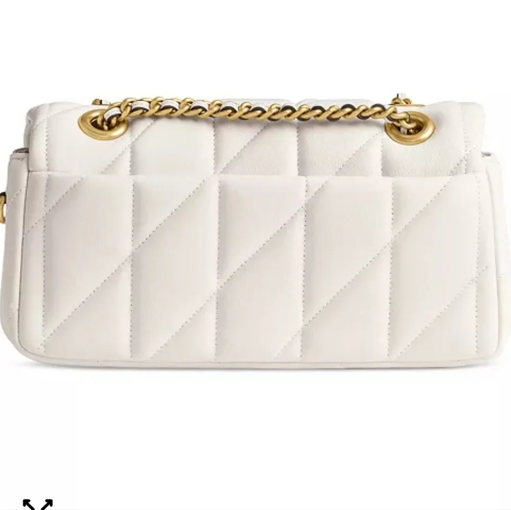Coach Tabby Cream Quilted Leather Bronze Gold Harware Shoulder Bag Purse - Picture 7 of 16